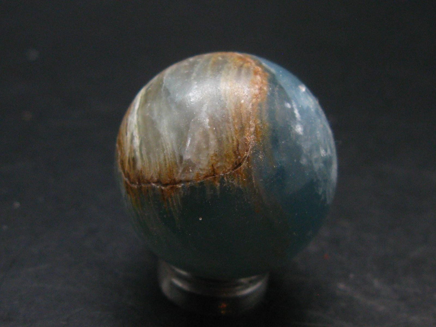 Stunning Lemurian Aquatine Blue Calcite Ball Sphere From Argentina - 1.1" - 38.07 Grams