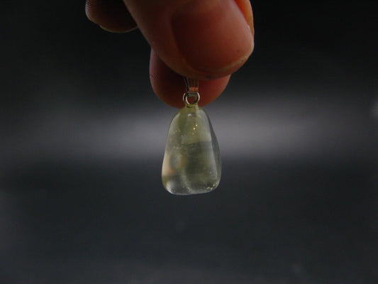 Gem Libyan Desert Glass Tektite Pendant Sterling Silver from Libya - 1.0" - 2.3 Grams