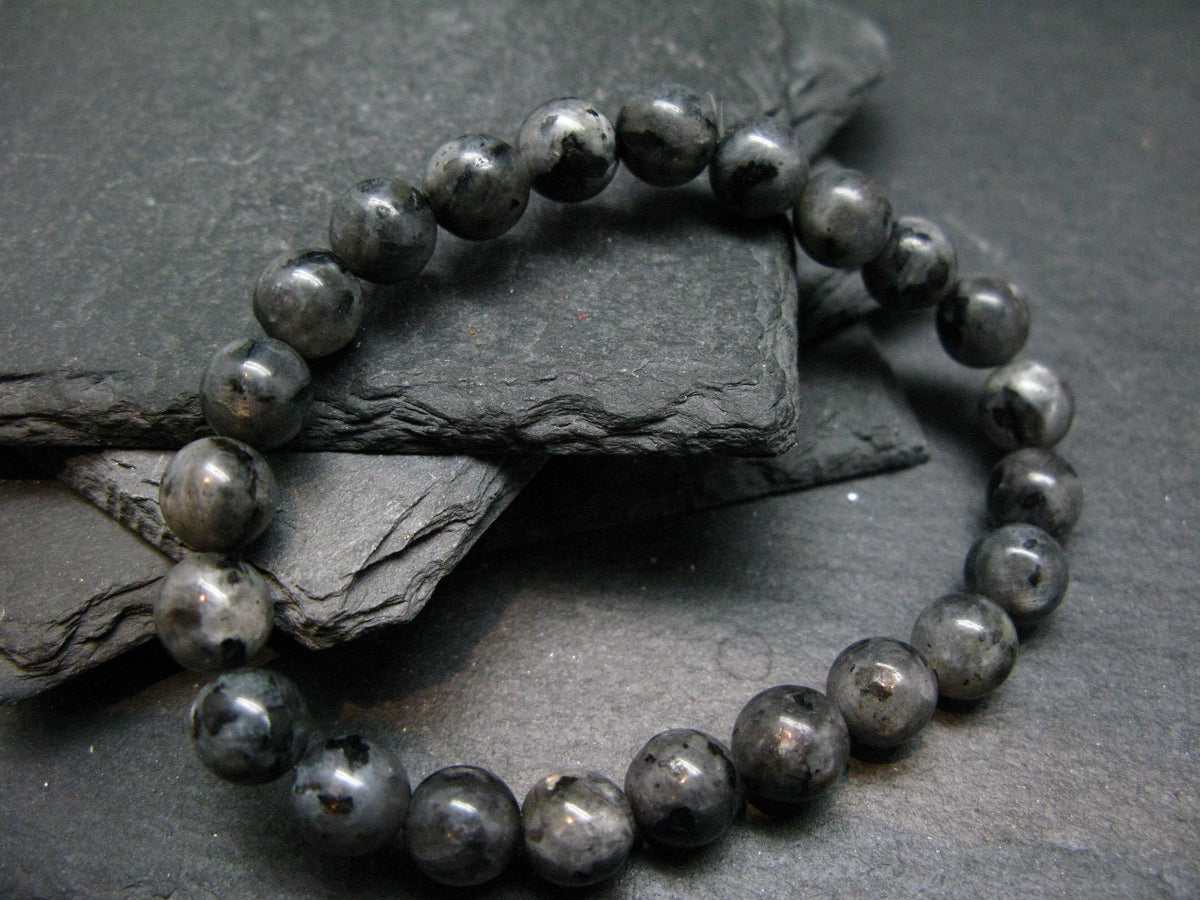 Larvakite Genuine Bracelet ~ 7 Inches ~ 8mm Round Beads