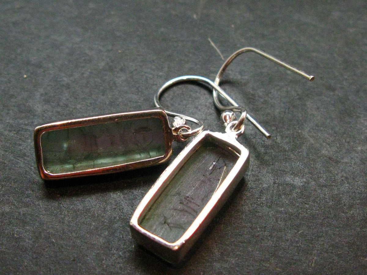 Watermelon Tourmaline Sterling Silver Earrings from Brazil - 1.4" - 4.44 Grams