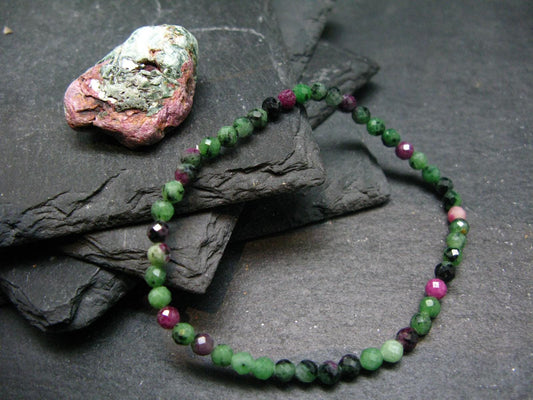 Ruby in Zoisite Genuine Bracelet ~ 7 Inches ~ 4mm Facetted Beads