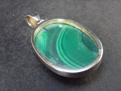 Queen of Green!! Genuine Vivid Vibrant Green Malachite Sterling Silver Pendant - 2.1" - 24.5 Grams