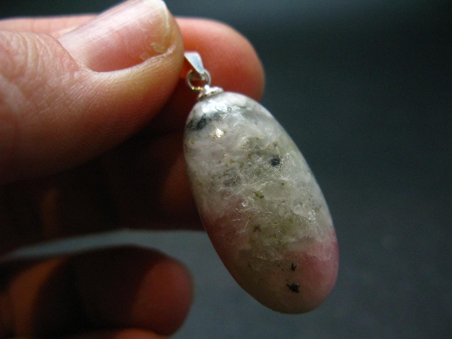 Rare Pink Tugtupite Sterling Silver Pendant From Greenland - 1.3" - 4.36 Grams