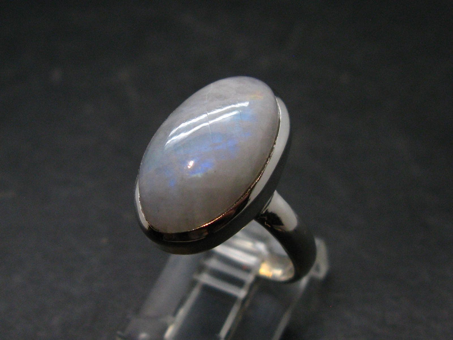 Natural Glow From Inside Moonstone Silver Plated Ring - 5.4 Grams - Size 8