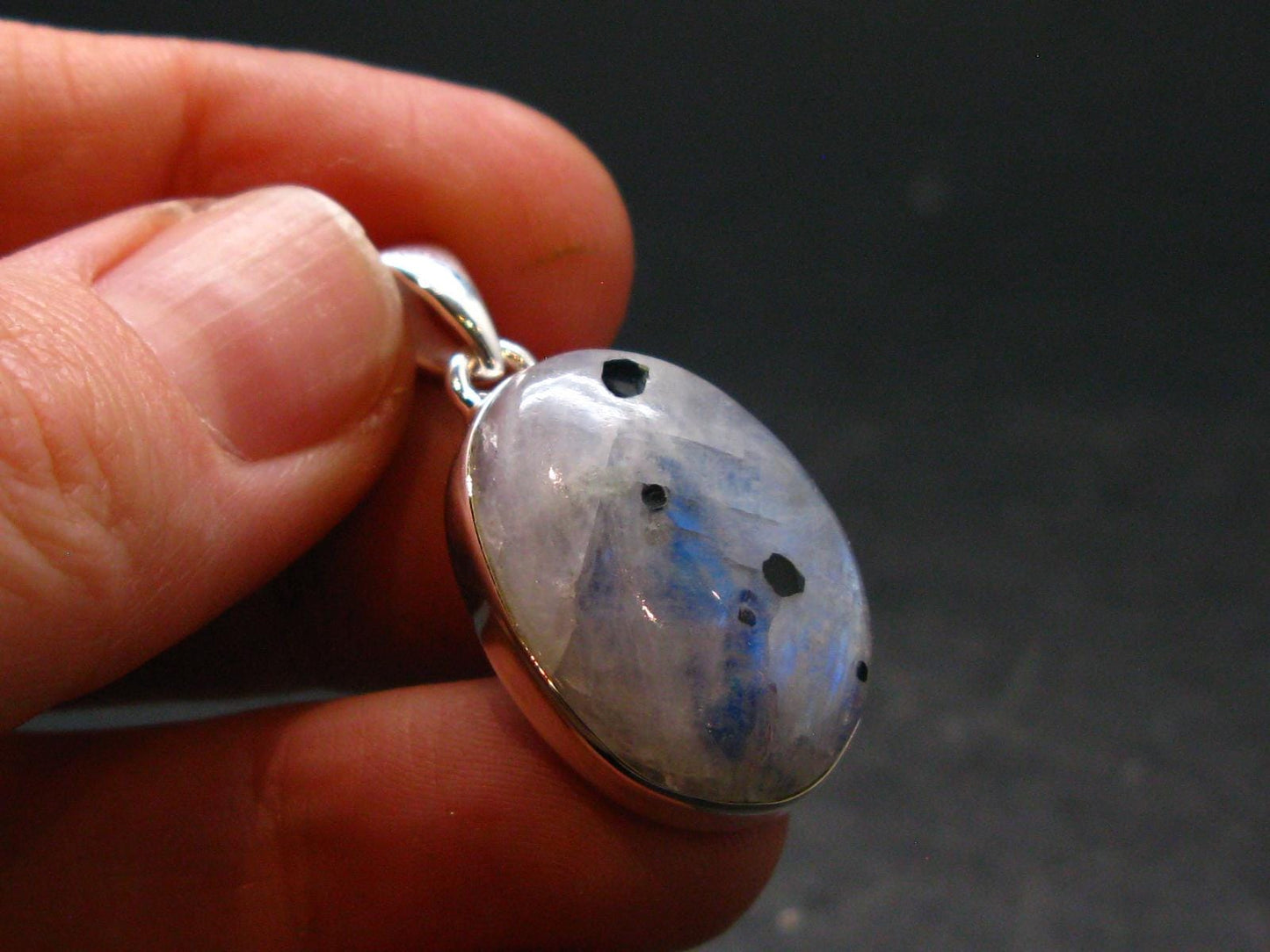 Natural Glow From Inside Moonstone Silver Plated Pendant - 1.2" - 5.77 Grams
