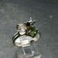 Moldavite Herkimer Meteorite Sterling Silver Ring From Czech Republic - Size 8 - 4.33 Grams
