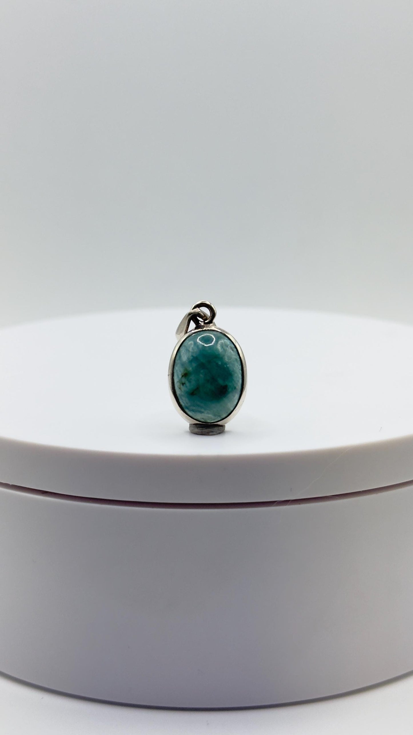 Grandidierite Pendant Blue Green Cabochon Gemstone Silver Necklace Natural Crystal Jewelry Gift