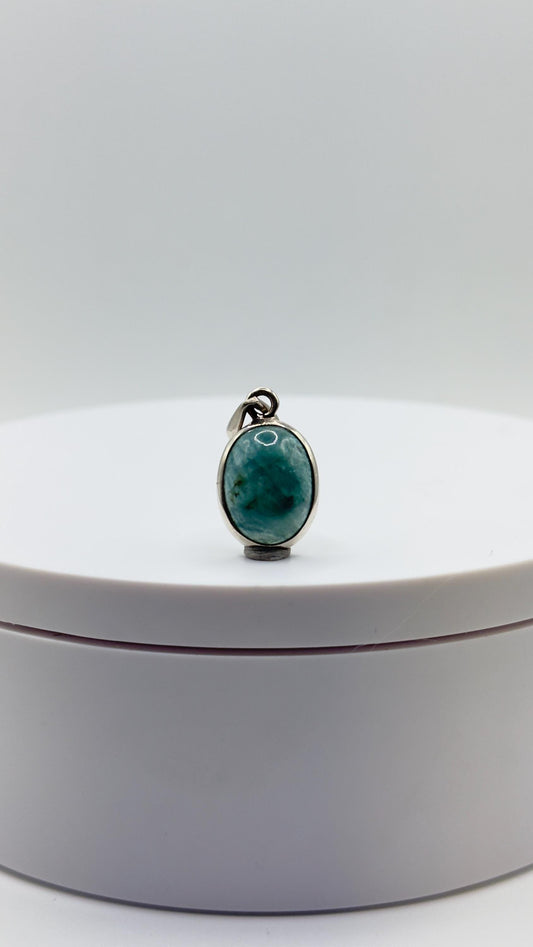 Grandidierite Pendant Blue Green Cabochon Gemstone Silver Necklace Natural Crystal Jewelry Gift