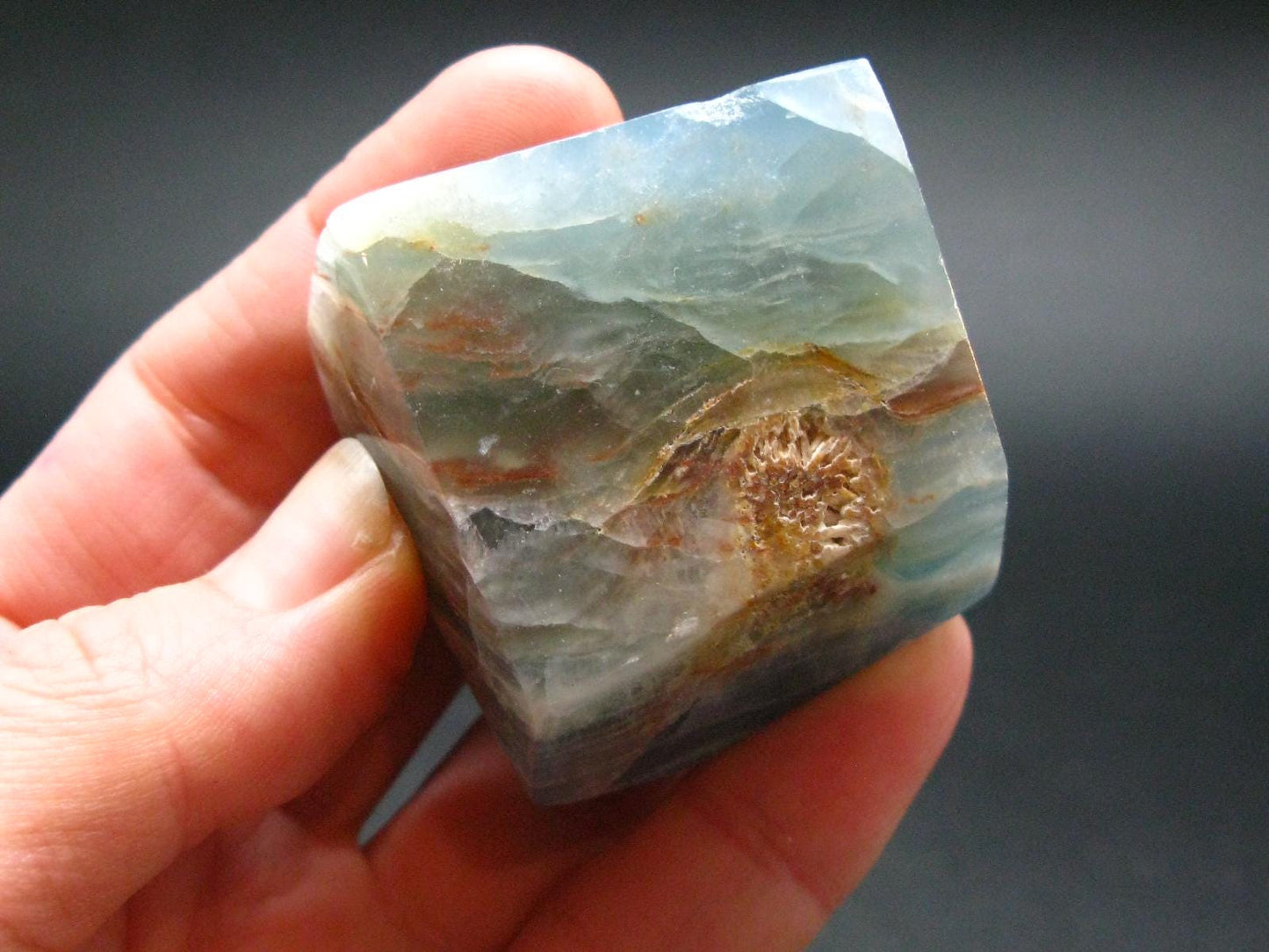 Aquatine Blue Calcite Tumbled Stone from Argentina - 1.4"- 68.66 Grams