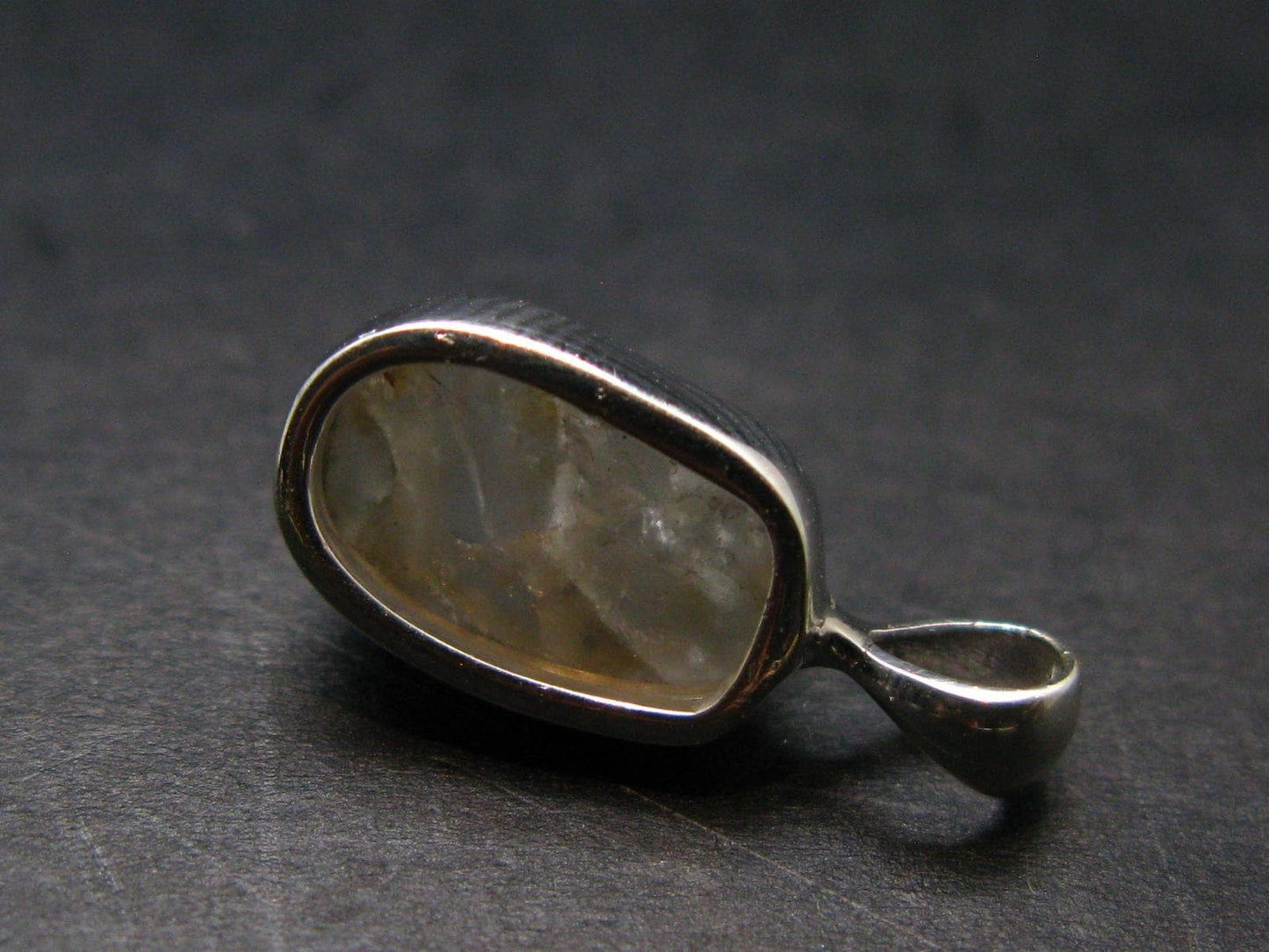 Gray Herderite Silver Pendant from Africa - 0.7" - 1.21 Grams