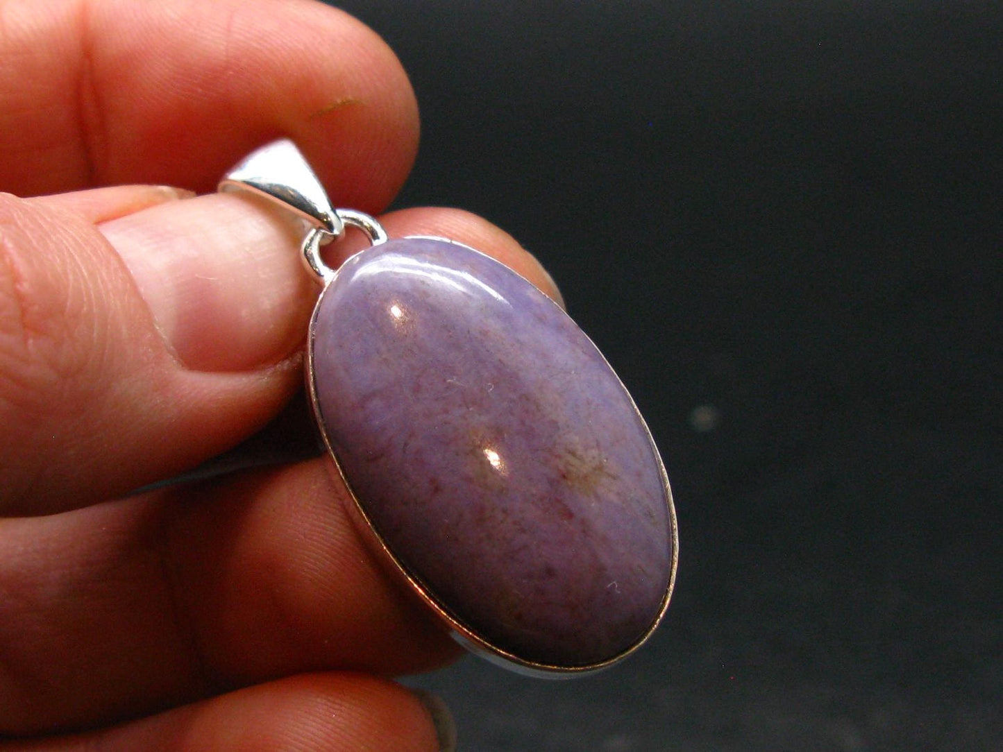 Purple Jade Silver Plated Pendant From Turkey - 1.5" - 6.27 Grams