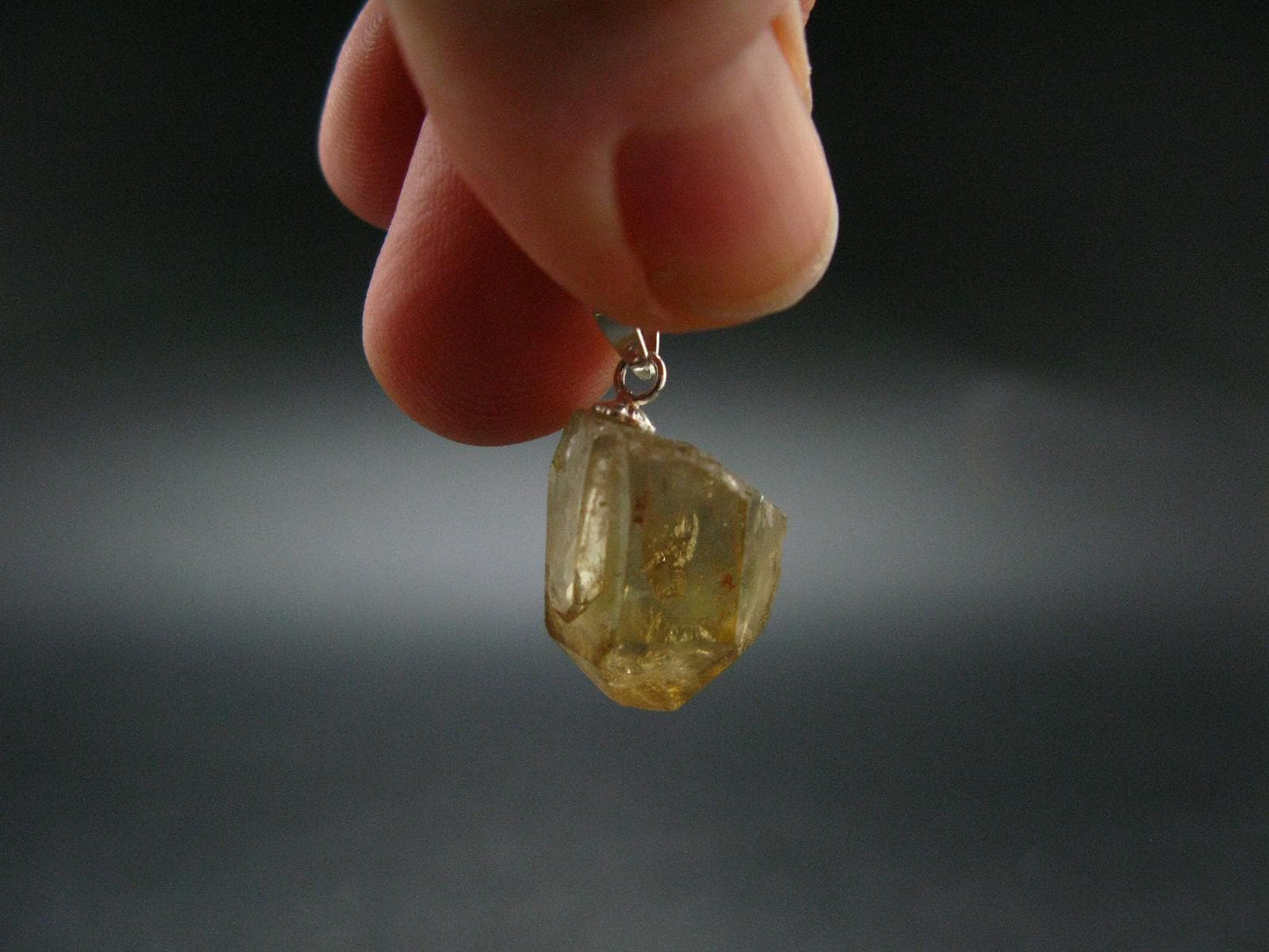 Natural Unheated Citrine Sterling Silver Pendant from Zambia - 0.9" - 3.90 Grams