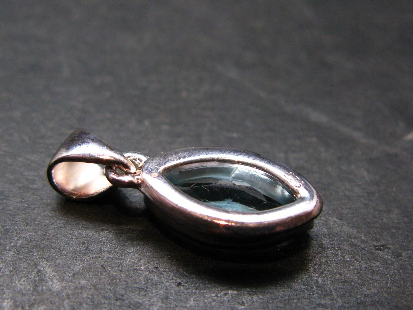 Blue Topaz Sterling Silver Pendant From Brazil - 0.9" - 2.66 Grams