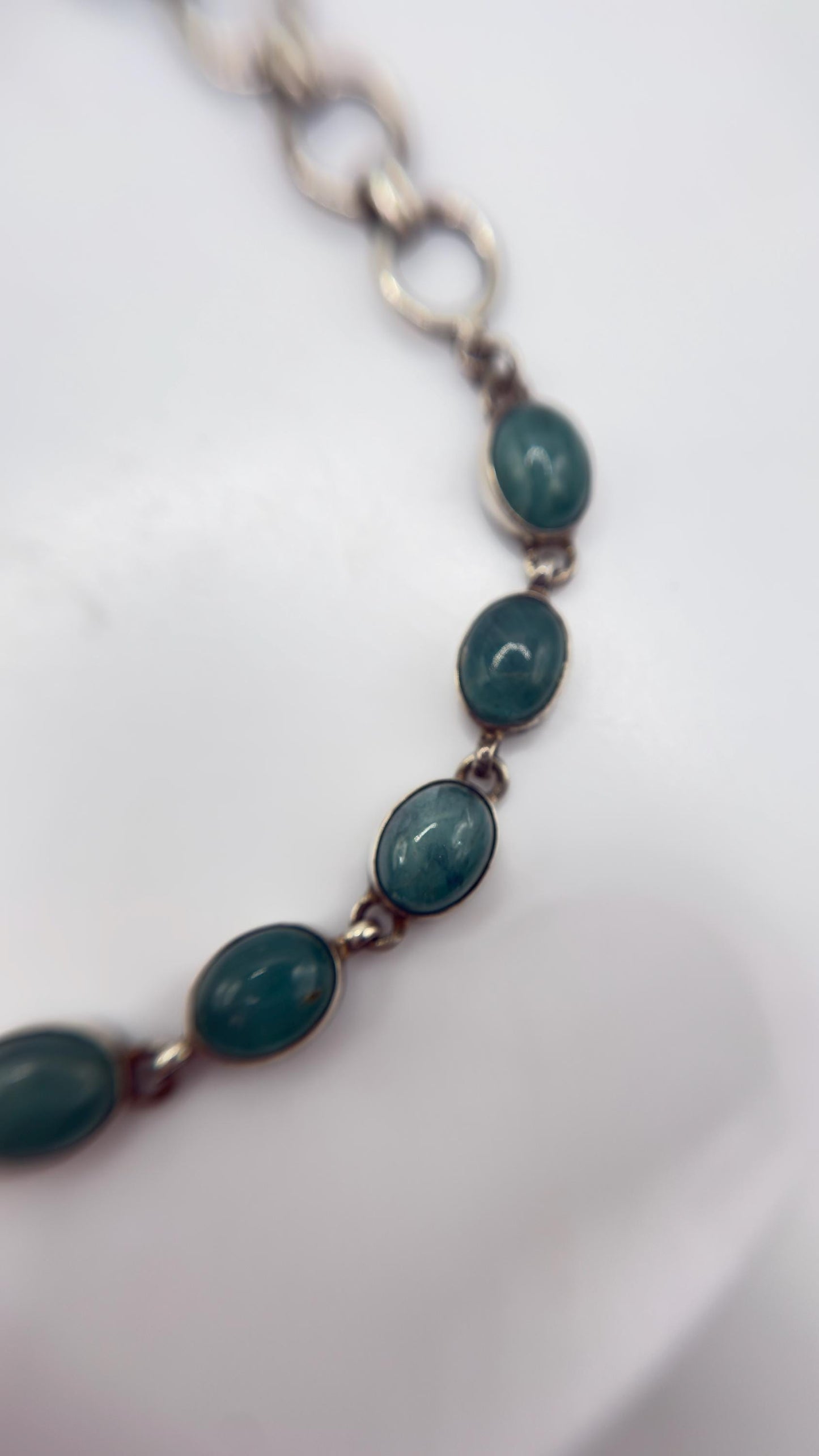Grandidierite Bracelet Blue Green Gemstone Silver Link Bracelet Minimalist Jewelry Gift