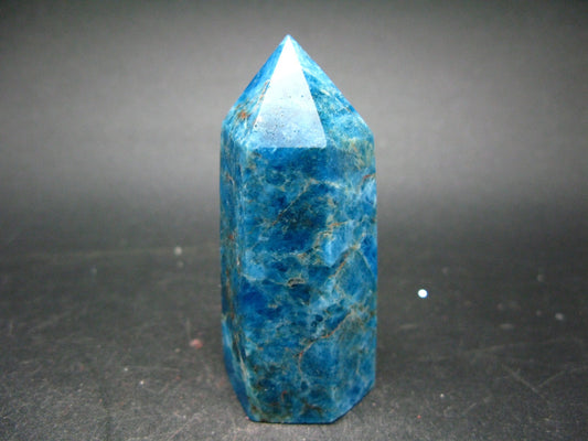 Large Neon Blue Apatite Obelisk from Madagascar - 86.8 Grams - 2.5"