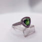 Green Helenite Trillion Halo Ring – Sterling Silver Gemstone Statement Ring