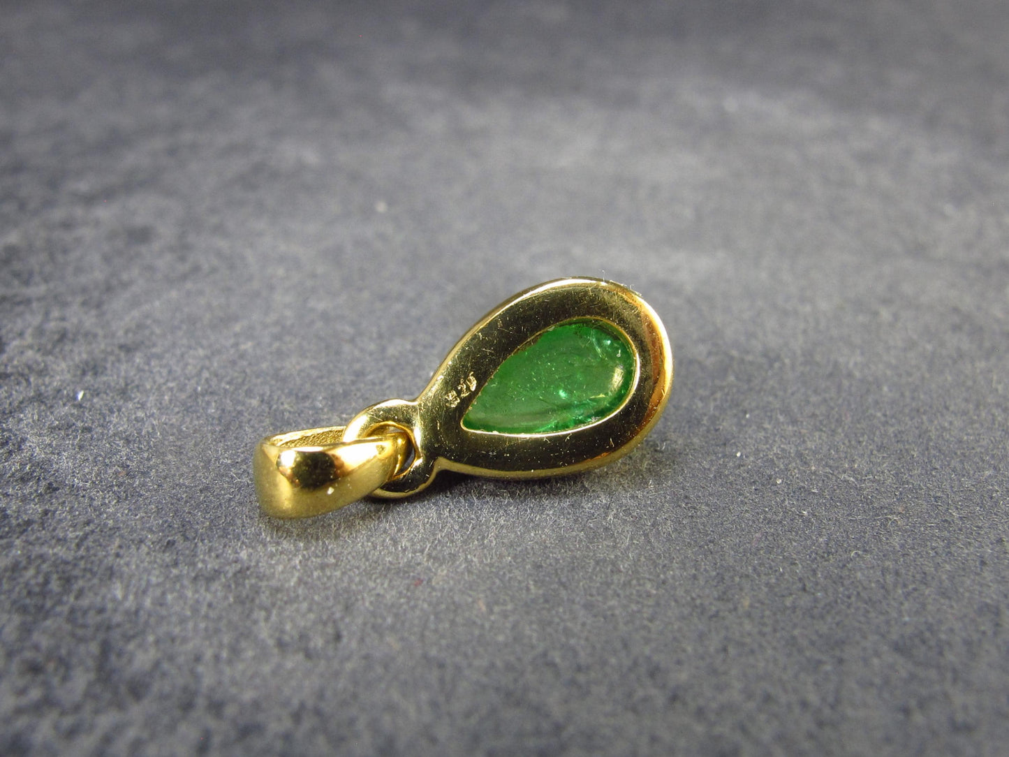 Tsavorite Green Garnet Gold Plated Silver Pendant from Tanzania - 0.7" - 1.67 Grams