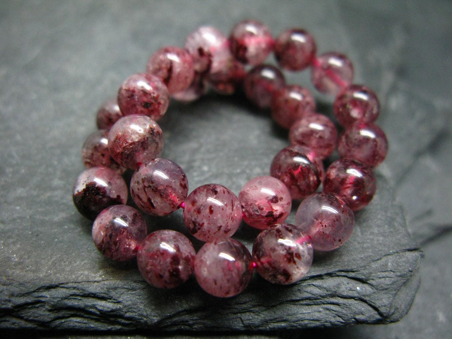 Strawberry Quartz Genuine Bracelet ~ 7 Inches ~ 6mm Round Beads