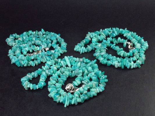 Amazon stone!! Lot of 3 Natural Amazonite (green microcline) Tumbled Beads Necklaces from Madagascar - 44.5 Grams