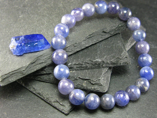 Tanzanite Genuine Bracelet ~ 7 Inches ~ 9mm Round Beads