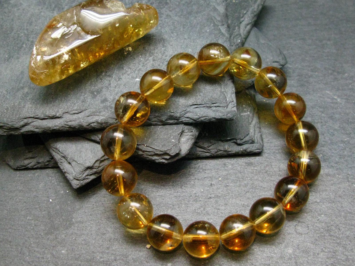 Citrine Genuine Unheated Bracelet ~ 7 Inches ~ 12mm Round Beads