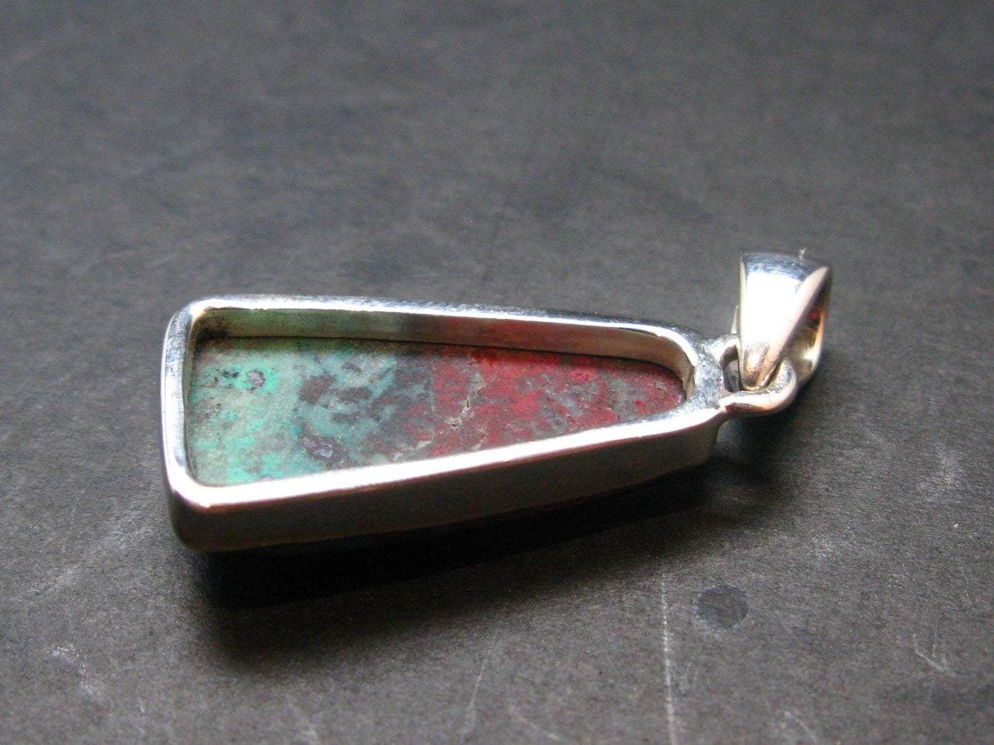 Crimson Cuprite w/ Chrysocola Silver Pendant from Mexico - 1.4" - 5.29 Grams