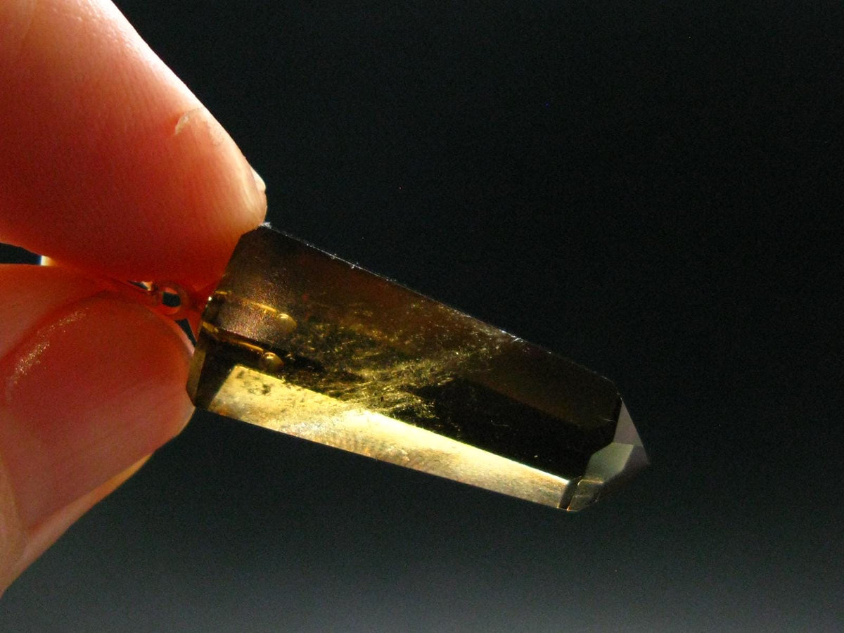 Natural Unheated Citrine Sterling Silver Gold Plated Pendant from Zambia - 1.4" - 4.69 Grams