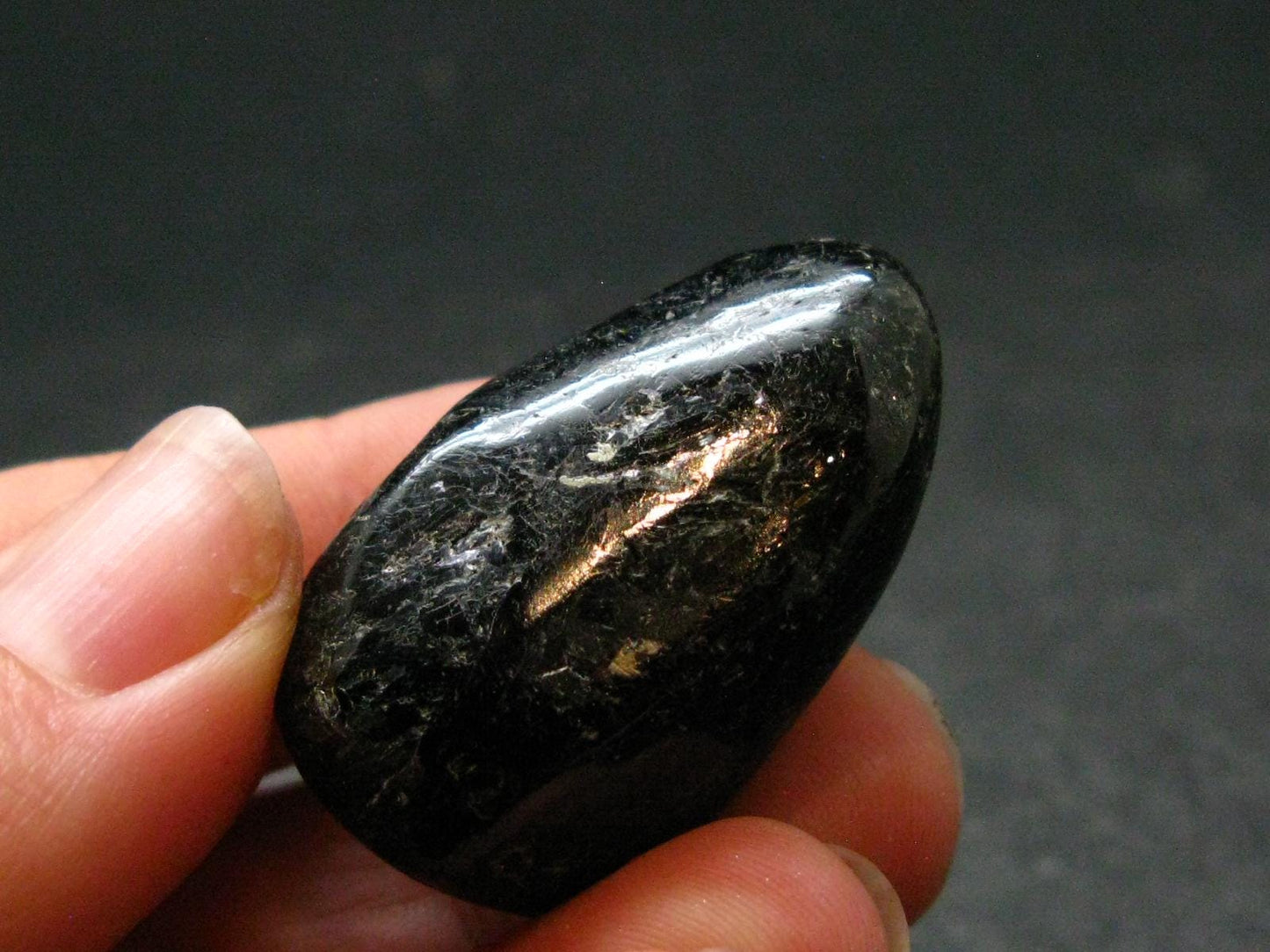 Rare Nuumite Nuummite Tumbled Stone From Greenland - 17.31 Grams - 1.3"
