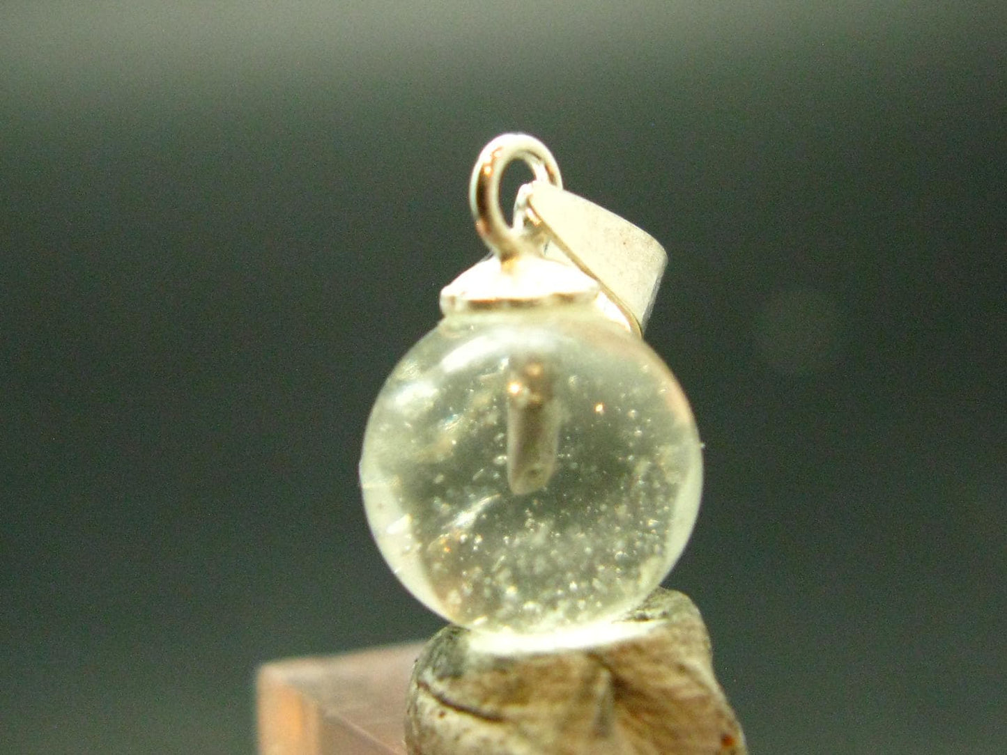 Gem Libyan Desert Glass Tektite Pendant Sterling Silver from Libya - 0.6" - 0.80 Grams