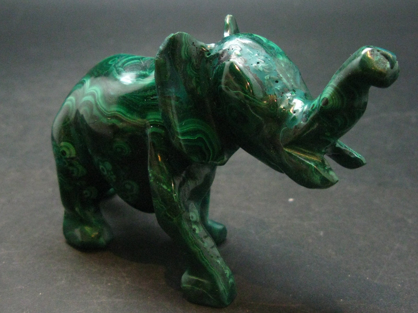 Rich Vivid Vibrant Green Malachite Elephant Carving From Congo - 4.4"