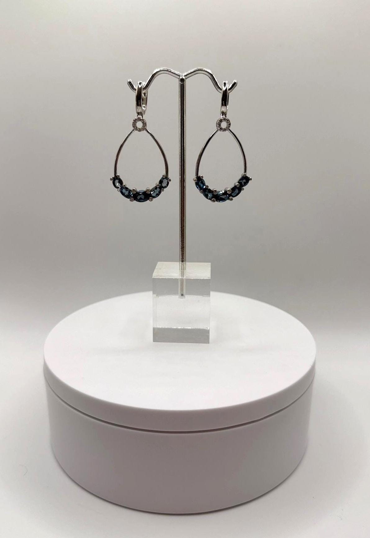 Elegant London Blue Topaz Teardrop Earrings in Sterling Silver - Weight 8.49 Grams