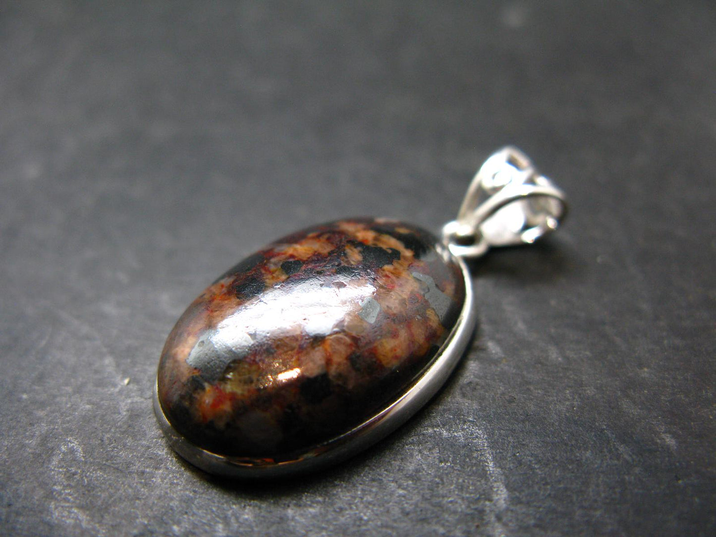 Zincite Franklinite Willemite Silver Pendant From USA - 1.4" - 9.0 Grams