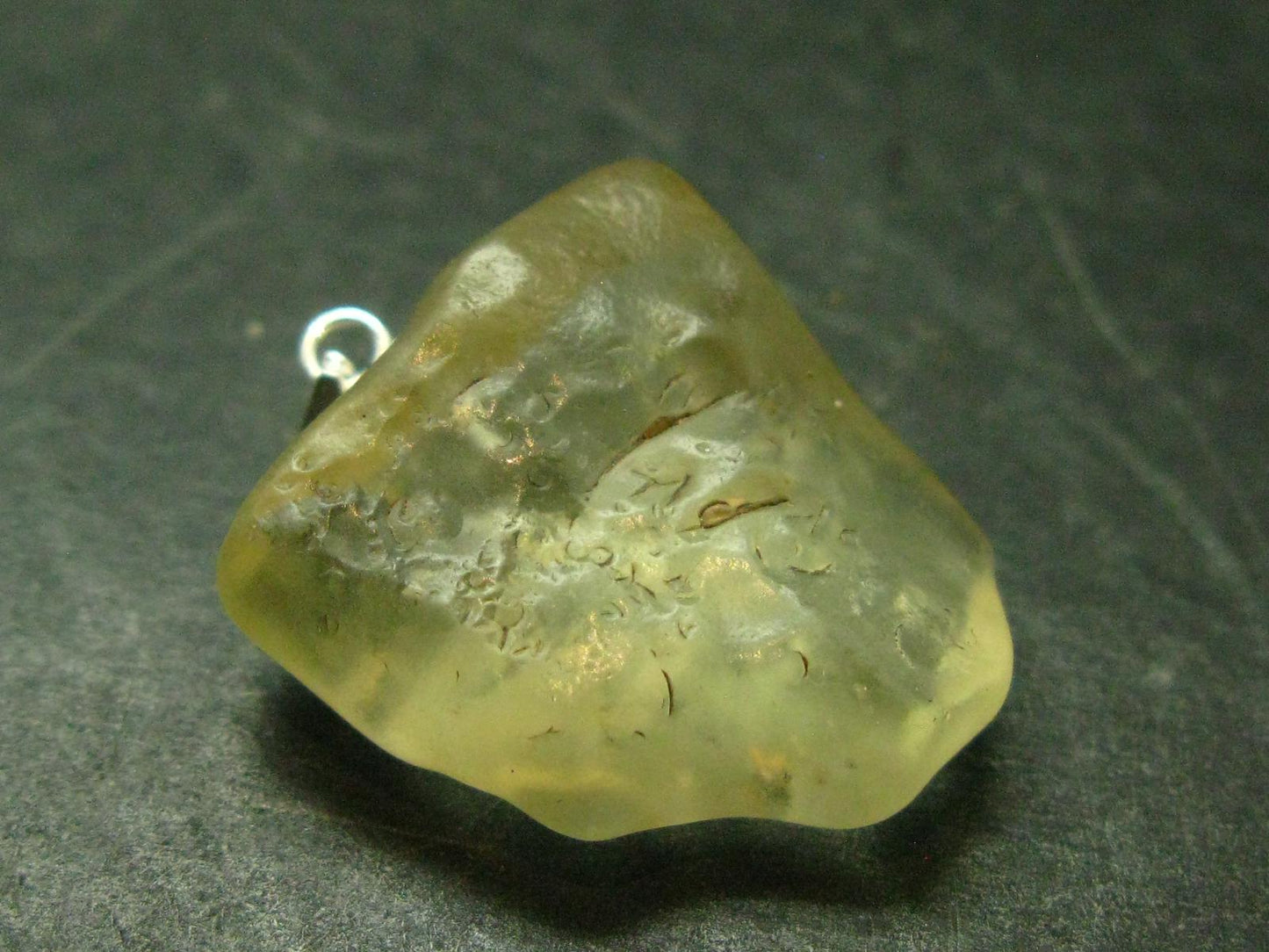 Gem Libyan Desert Glass Tektite Pendant Sterling Silver from Libya - 1.1" - 5.03 Grams