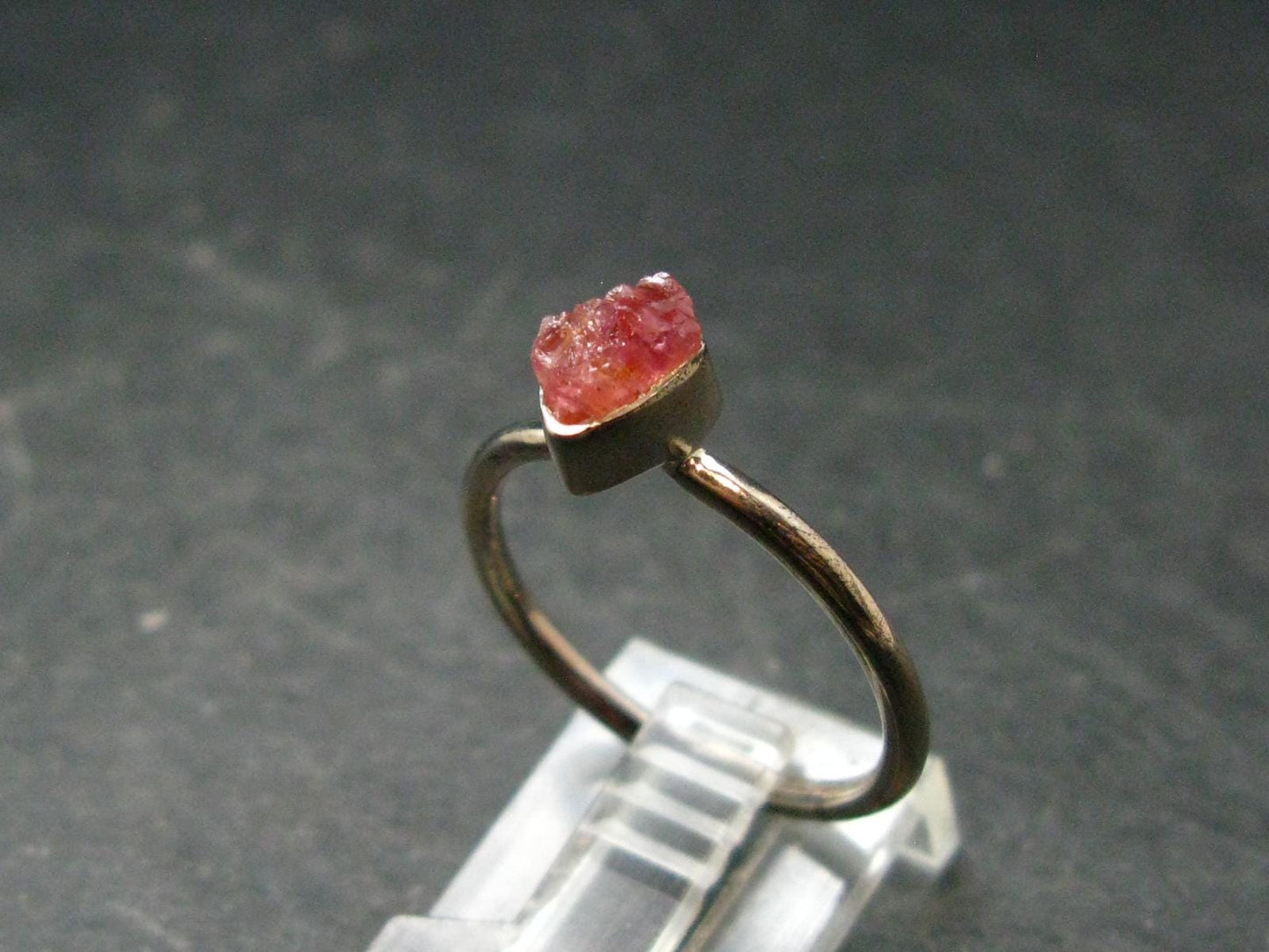 Pezzottaite Crystal Silver Ring From Madagascar - Size 8 - 2.08 Grams