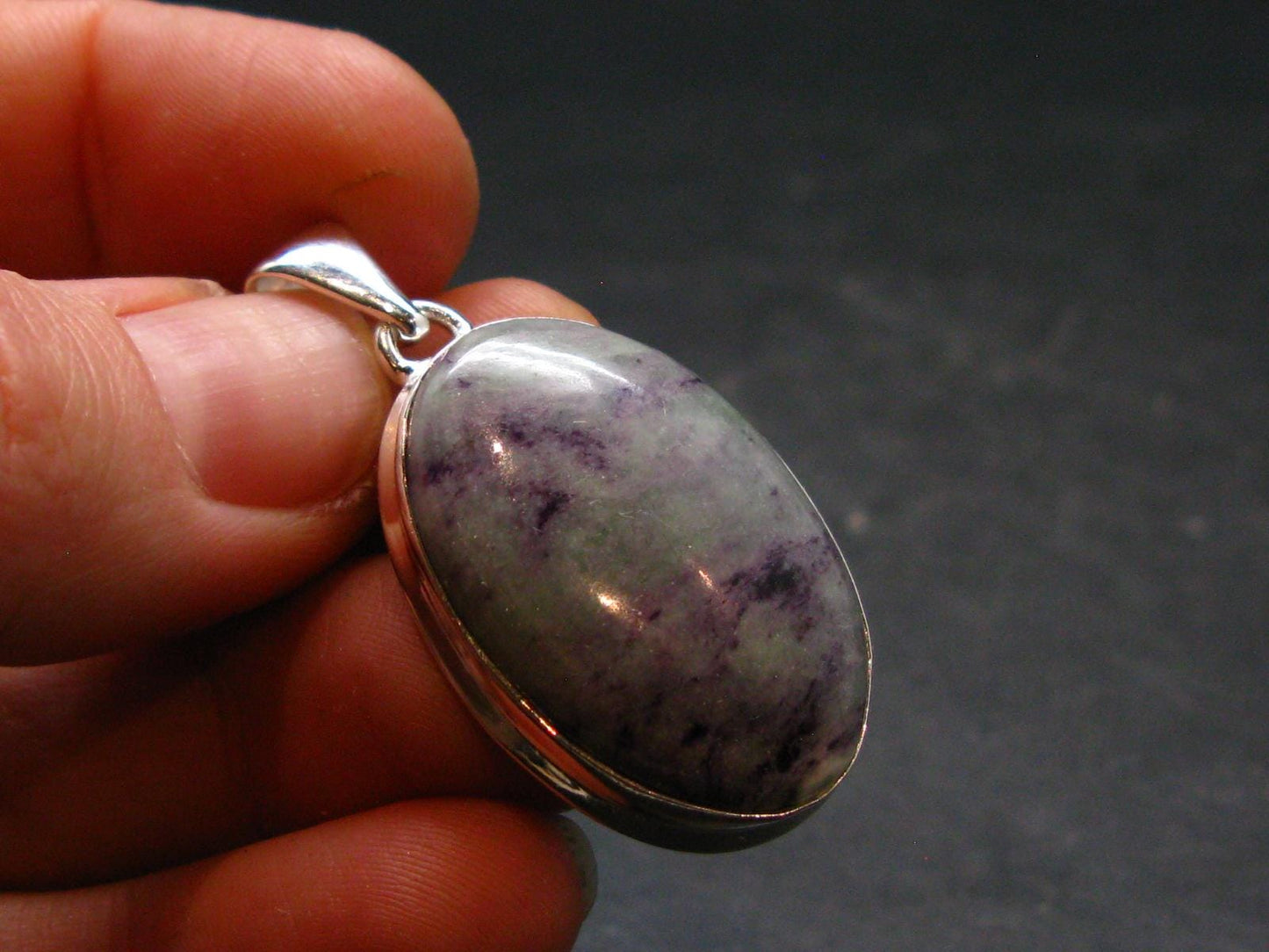 Raw Violet Kämmererite Kammererite Chrome Clinochlore Silver Plated Pendant from Turkey - 1.5" - 7.90 Grams