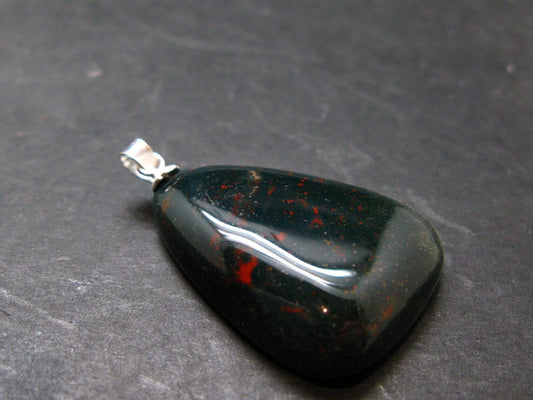Bloodstone Silver Pendant From India - 1.4" - 7.81 Grams