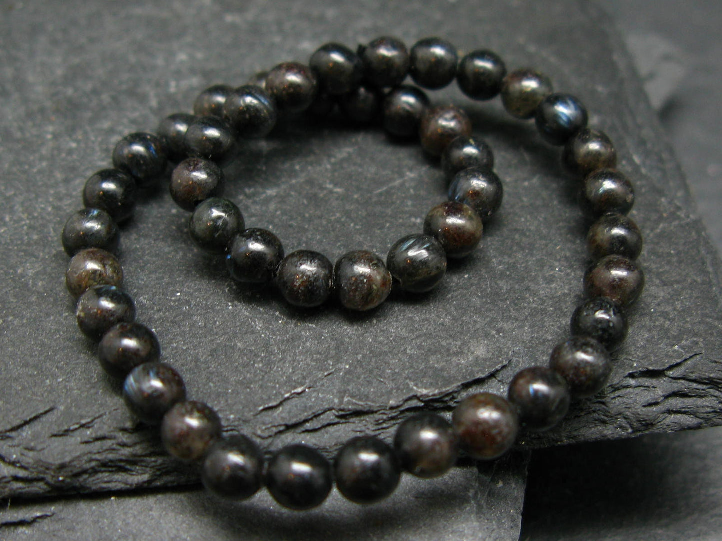 Astrophylite Astrophyllite Genuine Bracelet ~ 7 Inches ~ 4mm Round Beads