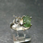 Moldavite Tektite and Herkimer Diamond Silver Ring - Size 5 - 2.84 Grams
