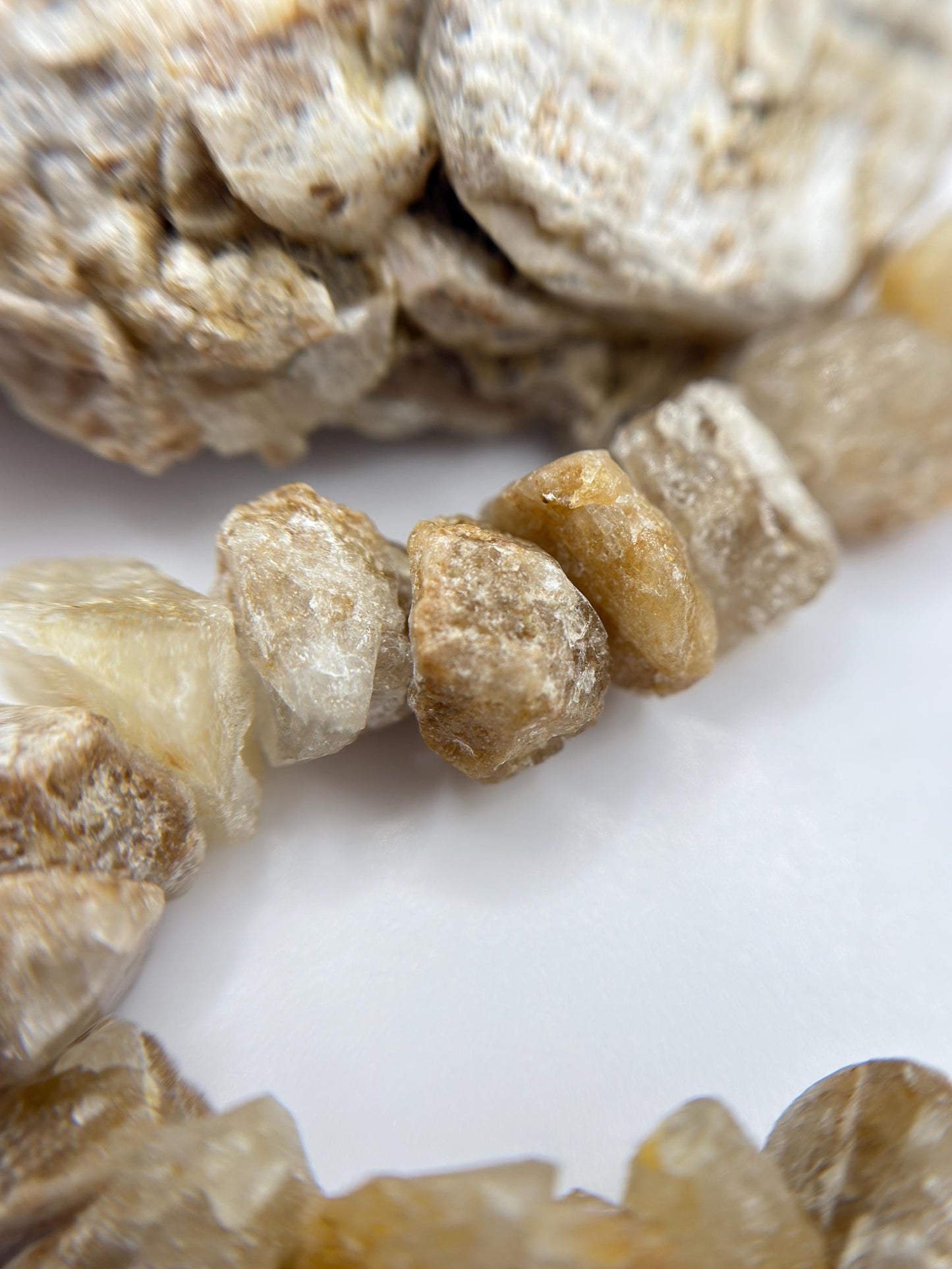 Raw Herderite Crystal Chip Bracelet – Natural Golden Stone Stretch Bracelet - Weight 28.77 g