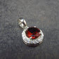 Genuine Red Garnet Almandine Gem with CZ Sterling Silver Pendant From India - 0.7" - 1.39 Grams