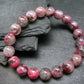 Rhodonite in Quartz Genuine Bracelet ~ 7 Inches ~ 10mm Round Beads