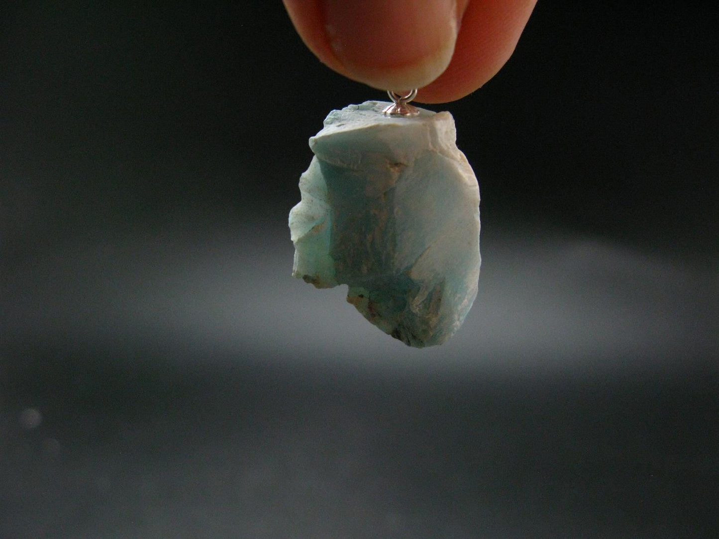 Rare Blue Larimar Pectolite Silver Pendant From Dominican Republic - 1.2"