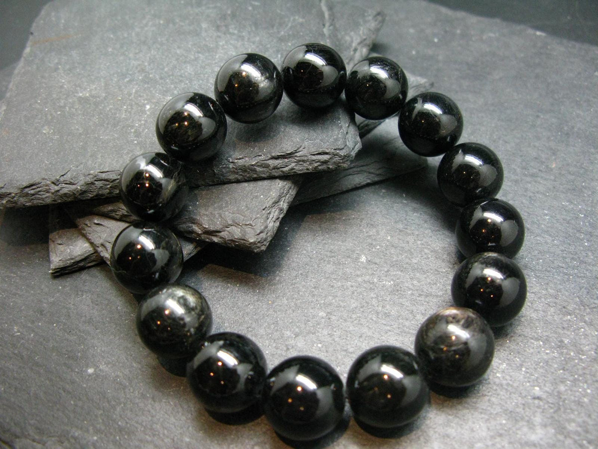 Hypersthene Genuine Bracelet ~ 7.5 Inches ~ 16mm Round Beads