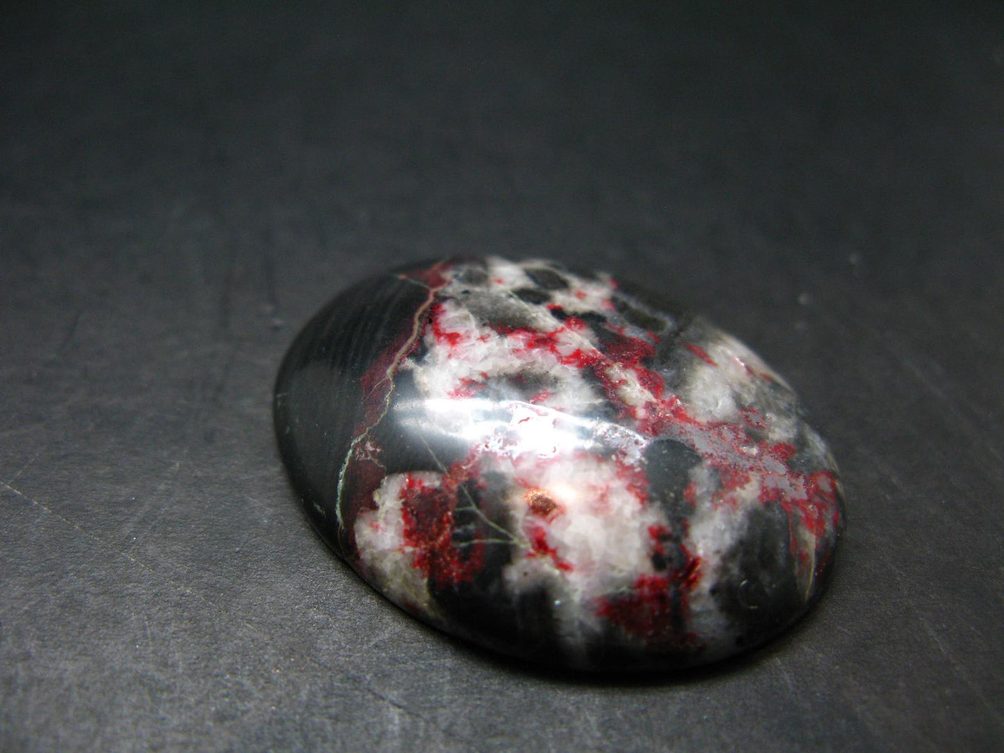 Cinnabar in Dolomite Cabochon from China - 18.54 Grams - 38 x 29 mm