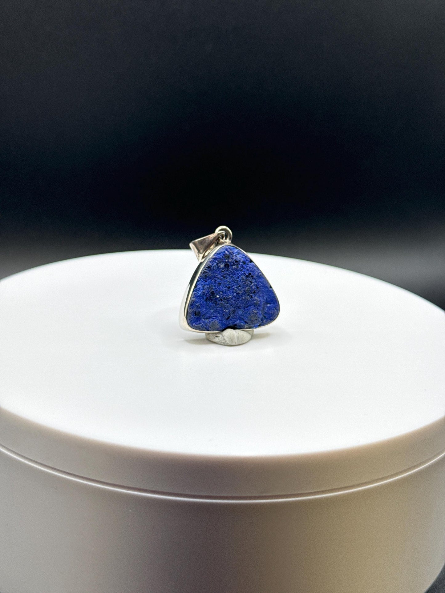 Natural Azurite Silver Pendant | Raw Blue Gemstone Jewelry