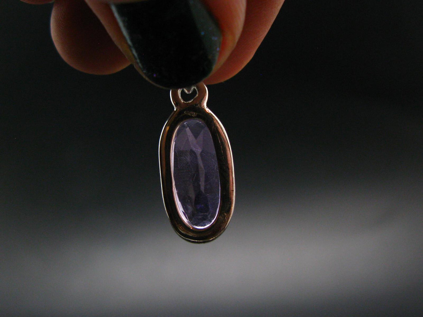 Large Genuine Rich Purple Amethyst Sterling Silver Pendant From Brazil - 1.0" - 3.25 Grams