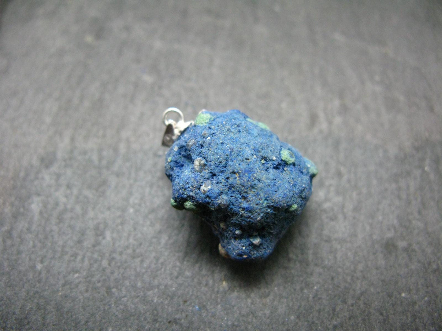 Azurite Nodule Crystal Sterling Silver Pendant from Russia - 1.1" - 8.67 Grams