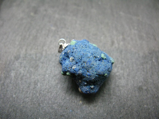 Azurite Nodule Crystal Sterling Silver Pendant from Russia - 1.1" - 8.67 Grams