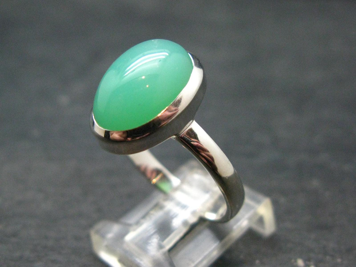 Natural Apple Green Chrysoprase 925 Sterling Silver Ring From Australia - 5.0 Grams - Size 10