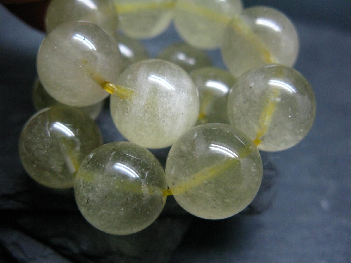 Libyan Tektite Glass Genuine Bracelet ~ 7 Inches ~ 14mm Round Beads